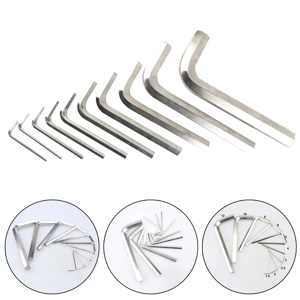 1Pc L-type Hex Wrench Hexagon Spanner Key Wrench 1.5-12mm Head Steel For Nut Screw Removal Repair Tools Hand Manual Tool Use