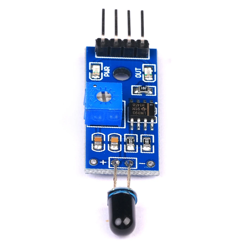 4 Pin IR Flame Detection Sensor Module Sensitivity Adjustable Fire Source Detection Module Accessories for Arduino DIY Kit
