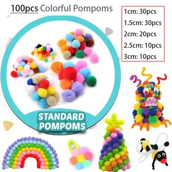 300pcs Kids Art Craft Supplies Set DIY Activities Parties 100 Pipe Cleaners 100 Pompoms 100 Wiggle Eyes Self Adhesive Toys Gifts 3