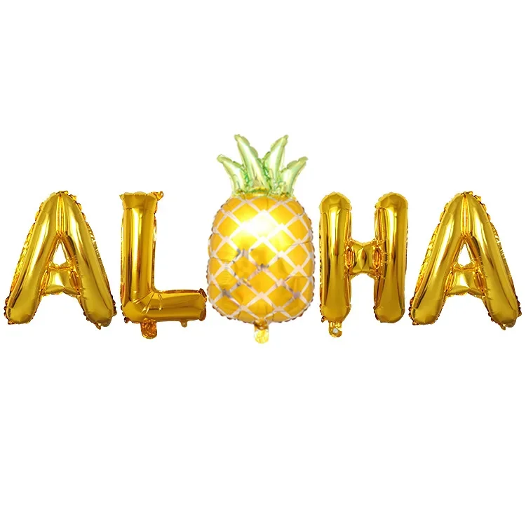 16-дюймовый воздушный шар из алюминиевой фольги с надписью ALOHA, летний праздничный декор в виде ананаса, Hawiia, товары для пляжа и лета