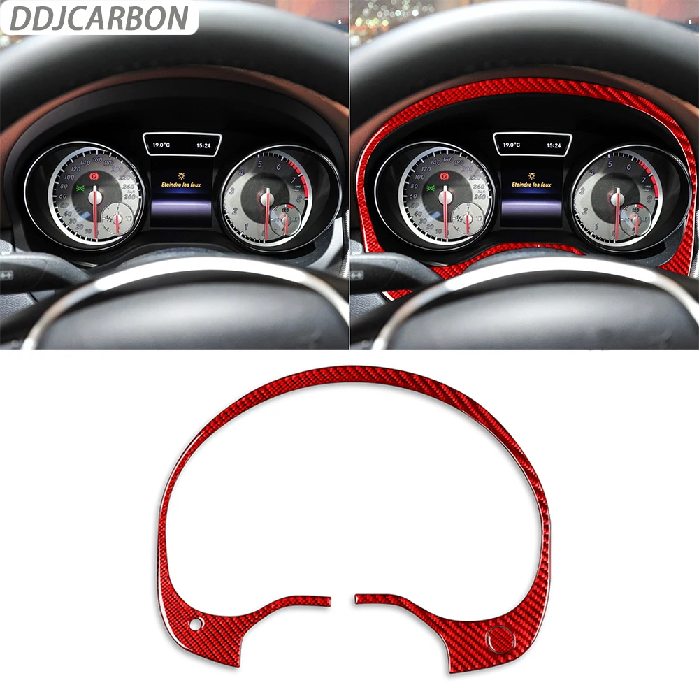 

Красный чехол на приборную панель спидометра из углеродного волокна аксессуары для интерьера автомобиля декоративная наклейка для Benz CLA C117 14-18 GLA X156 15-19
