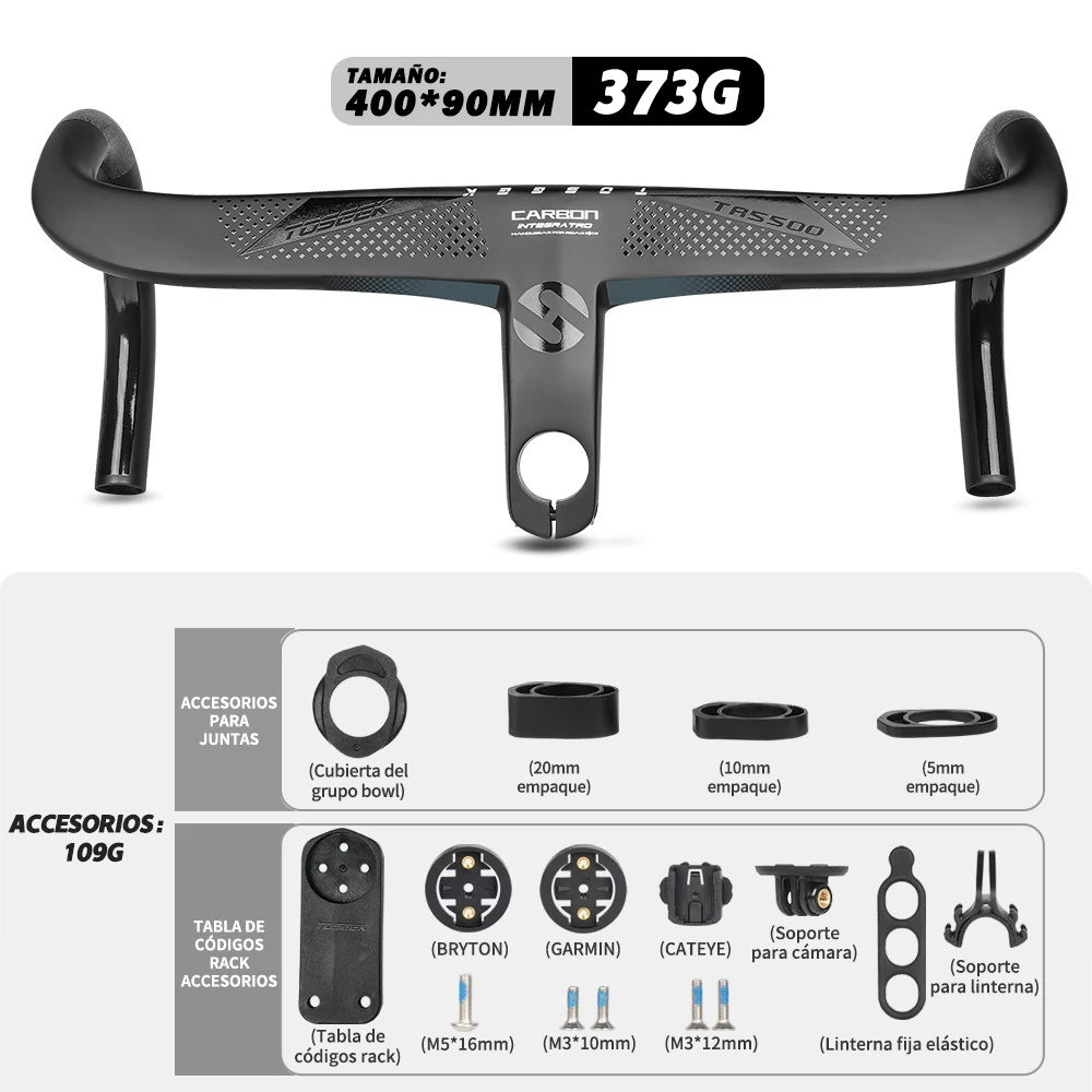 Manillar de bicicleta TOSEEK TR5500, manillar de carbono T800