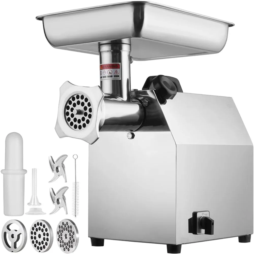 

Electric Meat Grinder, 396 Lb/H Capacity, 1100W (4600W MAX)with 2 Blade, 3 Grinding Plates, Sausage Tubes ,304 Stainless Steel