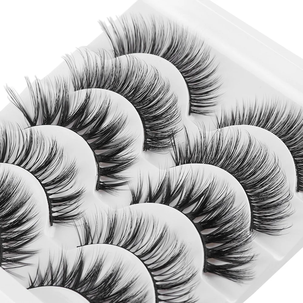 

5 пар 3D Искусственные норковые ресницы, Натуральные Искусственные ресницы ручной работы, многослойные многоразовые Искусственные ресницы для наращивания