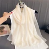 New Fashion Spring/Summer Women Solid Color Headband Beach Chiffon Scarf Shawls Female Long Wraps Panama Beach Sunscreen Hijab 5