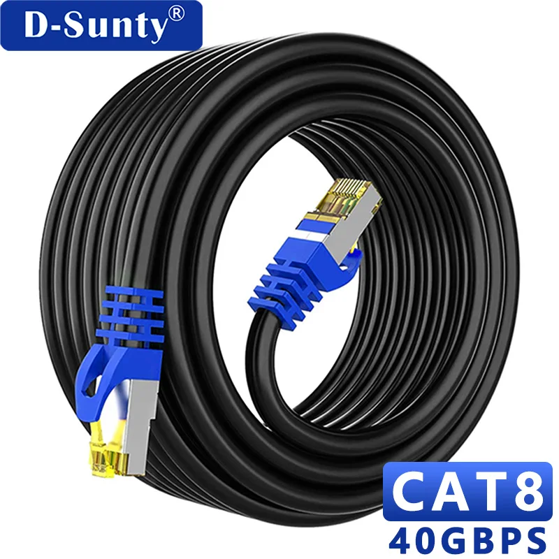 High-Speed Cat 8 Ethernet Cable - 40Gbps, 2000MHz, Pure Copper, Outdoor Waterproof RJ45 LAN Cord, FLUKE Tested for Gaming & Data Centers