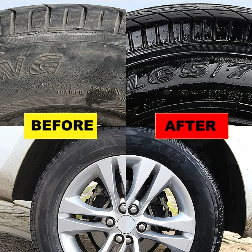 Car tire wax plastic parts renovation paste, refurbishment, polishing and repair of plastic parts, showing a black luster 5