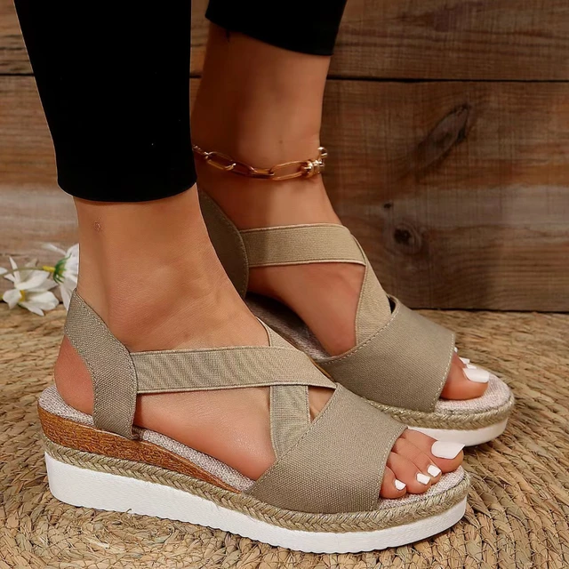 Sandals for Women Fashion Wedge Summer Casual Espadrilles Platform Sandles  Woman Thick Sole Non Slip Sandalias De Mujer Verano