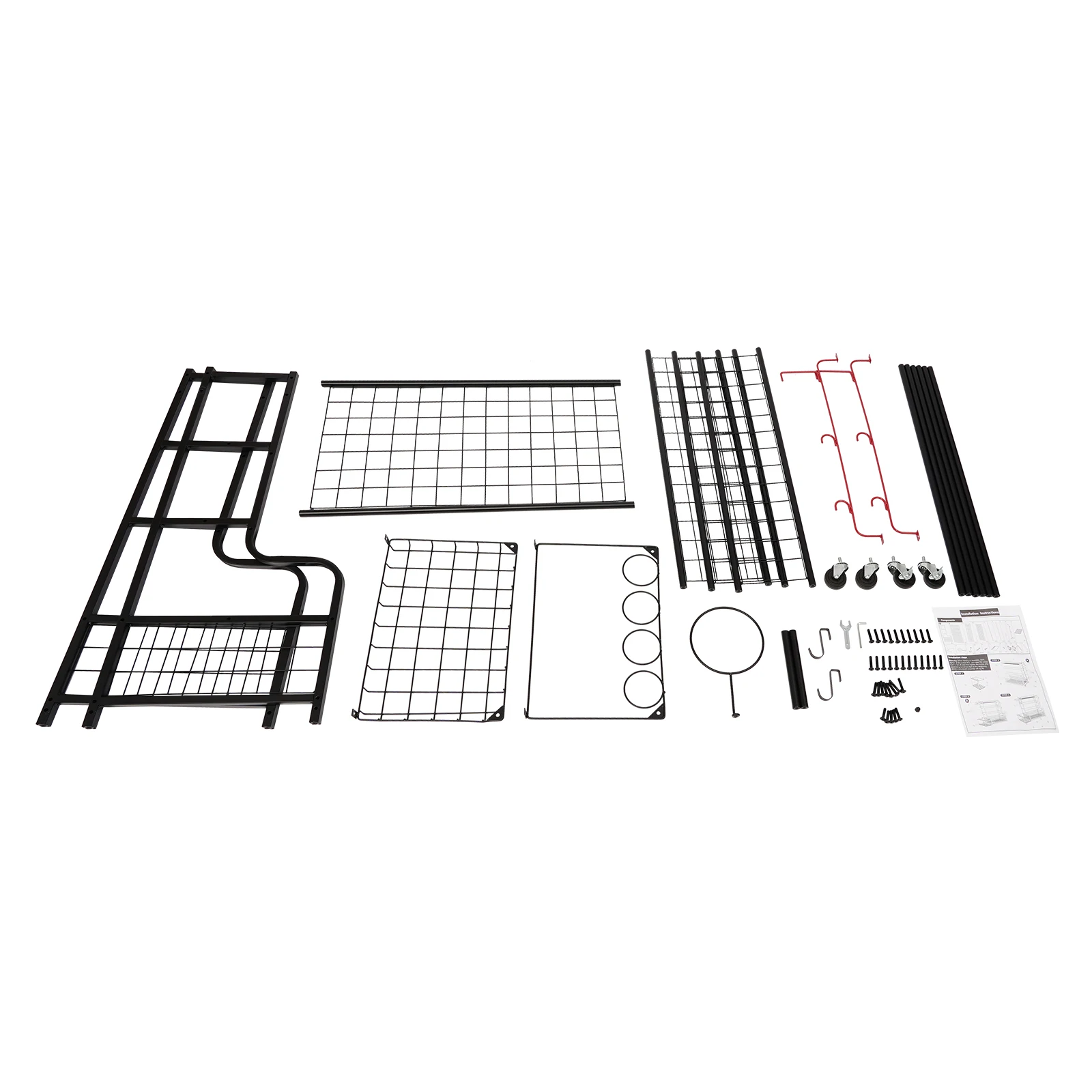 Sportgeräte-Organizer-Rack mit Universalrädern, praktischen Haken, 102 x 40 x 93 cm – Detail 1