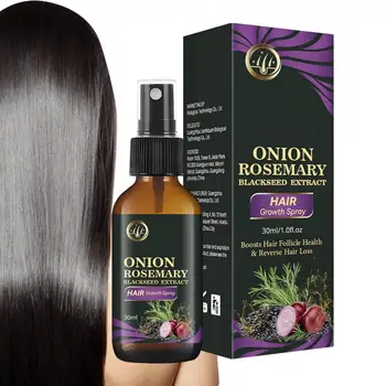 Olio di semi neri di rosmarino 30ml Essenza di crescita dei capelli di cipolla rossa per capelli più spessi Estratto di riso nero fermentato organico anti-perdita di capelli