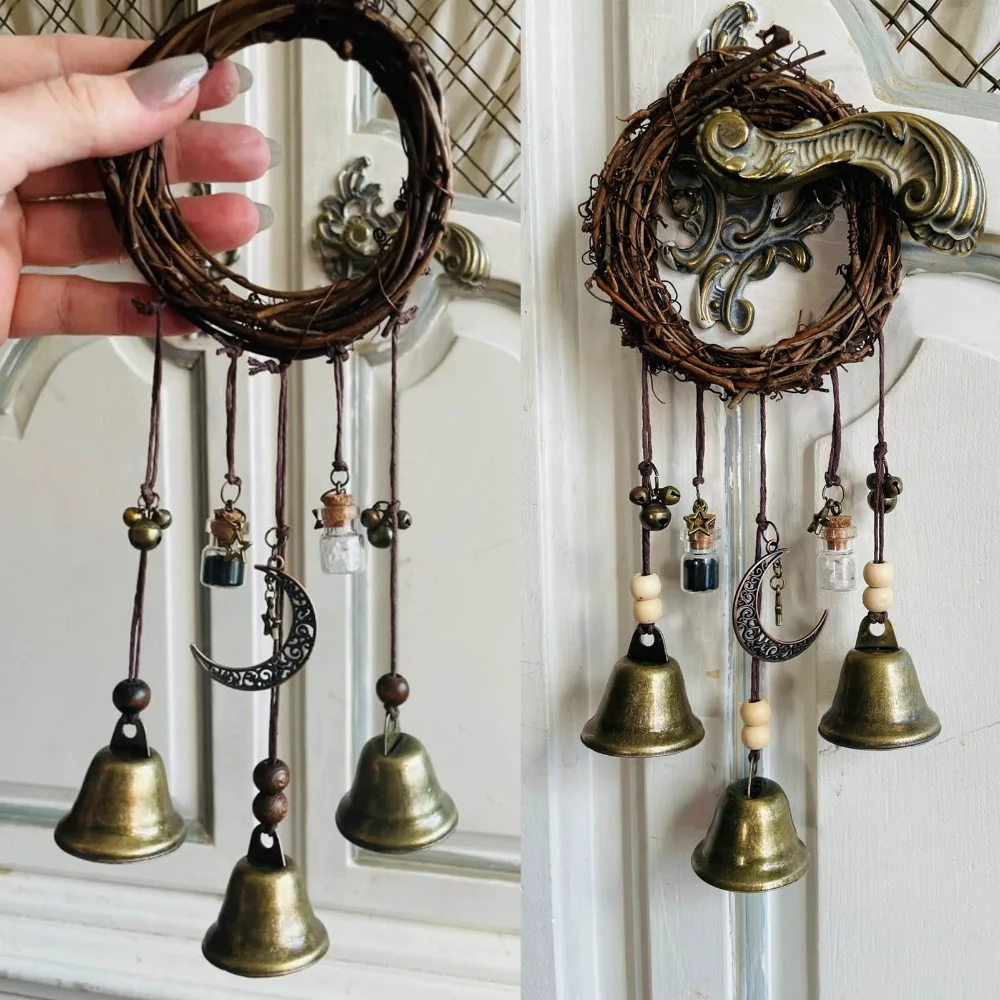 Campanas de bruja de protección para puerta, hechos a mano de de carillones, campanas bruja colgantes, carillones de viento mágicos de Wicca para puerta de casa _ - AliExpress