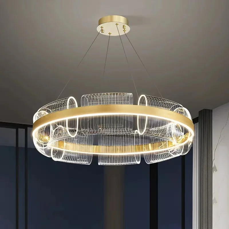 

Nordic luxury living room circular pendant lamp creative minimalist circular atmosphere restaurant bedroom model room designer