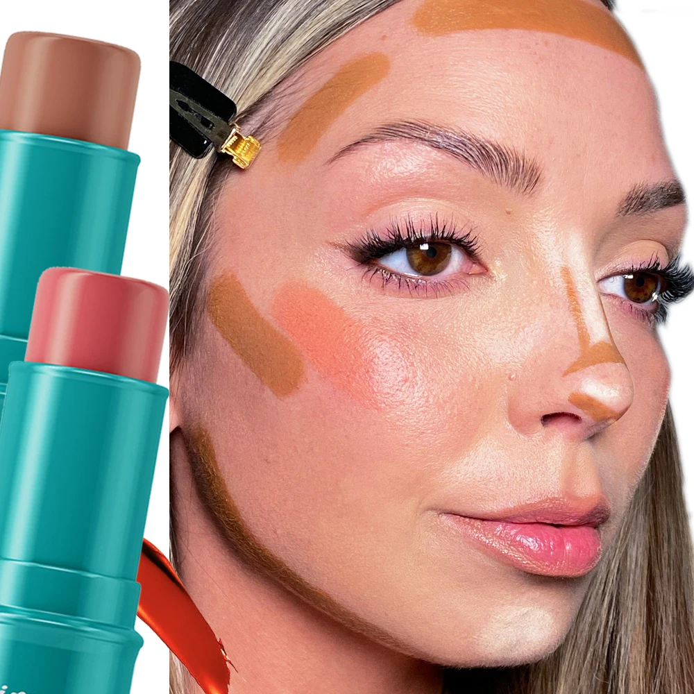 Multifunzionale Contouring Stick Blush Cream Waterproof Glitter Corrector Contour Illuminator Stick Creamy Blush Makeup Cosmetic