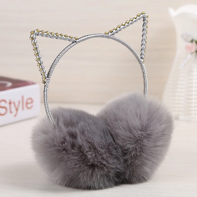 Earmuffs Thickened in Winter To keep Warm Imitation Fur one Female Cute Cat Earmuffs Furry Ear Protector Ear Bag Cover W