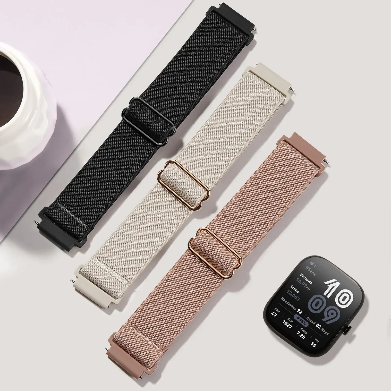 Elastic Nylon Watch Strap - Universal Fit for Smartwatches (20mm & 22mm)