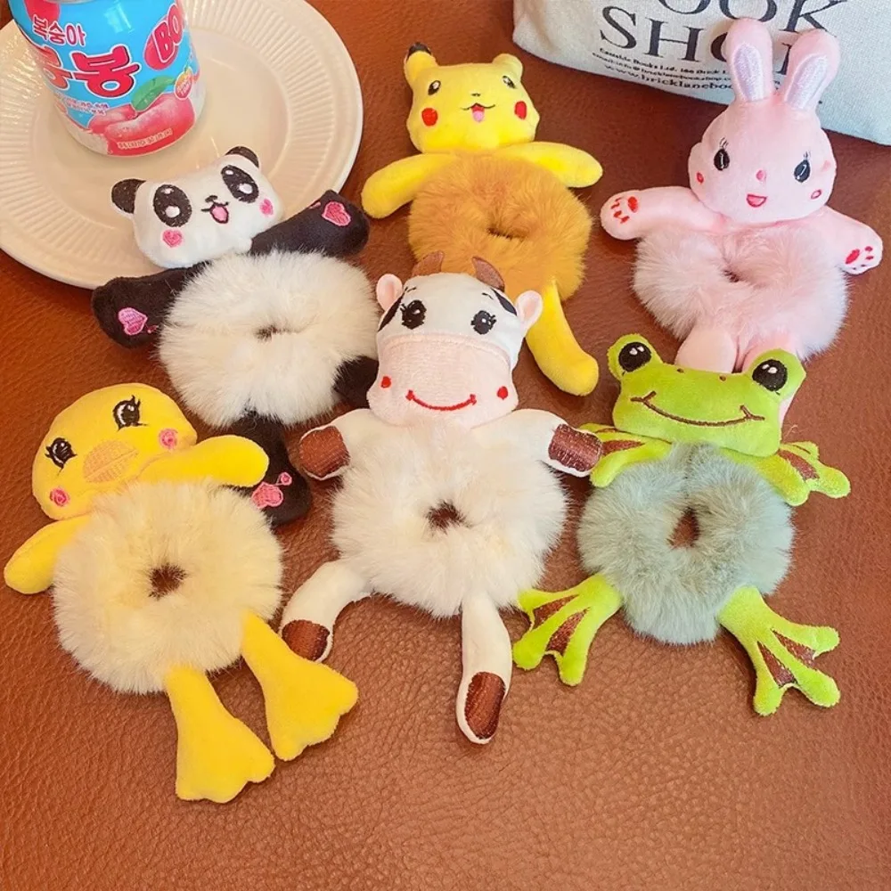1 Stück Haargummi Mädchen Frosch Plüsch Grün Haargummi Dutt Niedliches Lustiges Haarband Elastische Scrunchies für Frauen Pferdeschwanz-Frisur – Detail 3