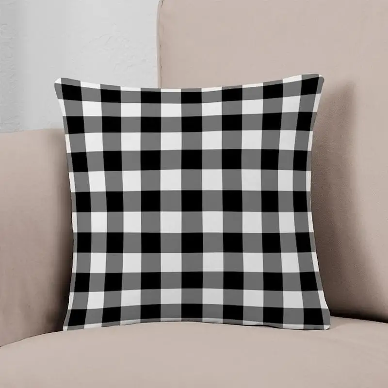 

Black White Gingham Everyday Pillow Printed Case Fashion Car Hotel Bed Decor Cushion Not Included
