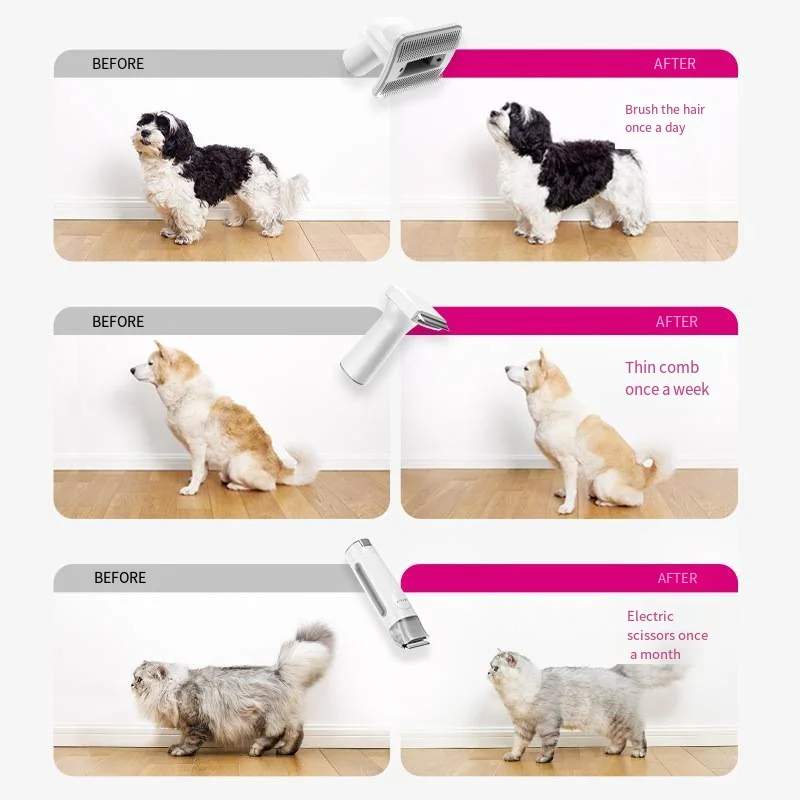 New Multi-functional 5-in-1 Pet Groomer for Dogs Cats Electric Hair Suction Combs Shavers Electric Hair Clippers