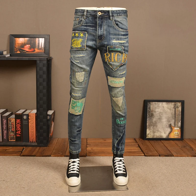 Jeans Da Uomo Di Moda Di Design Di High Street Jeans Strappati jeans-da-uomo-di-moda-di-design-di-high-street-jeans-strappati