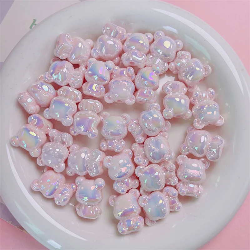 Vibrant 10-Piece Multicolor Bear Acrylic Bead Set