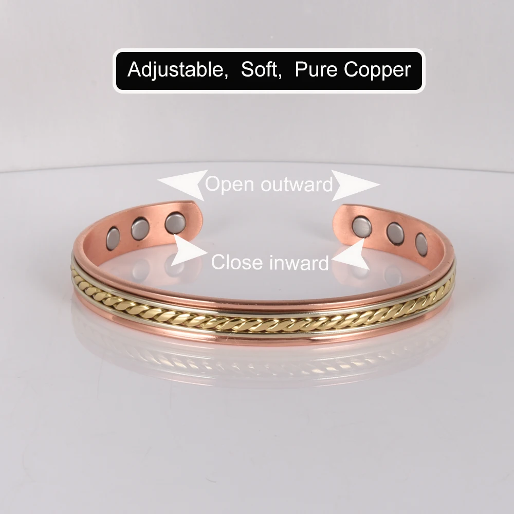 Brățări Meathly din cupru pur, magnetice, reglabile, cu manșetă răsucită, pentru ameliorarea artritei, sănătate, bijuterii cu magnet ridicat, redimensionabile_voghion.com
