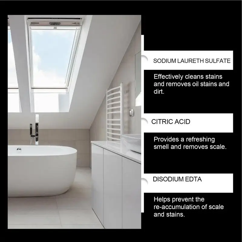 Glass Scale Cleaner Floor Glass Water Stains Remover Natural Ingredients Multi-Effect Cleaner For Bathtubs Walls Sinks Shower