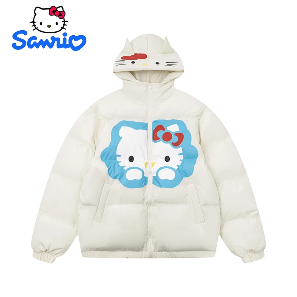 

Kawaii Sanrio Hello Kitty Stuff Women's Hooded Cotton Jacket Anime Girly Autumn Winter Casual Warm Hooded Zipper Thick Jacket