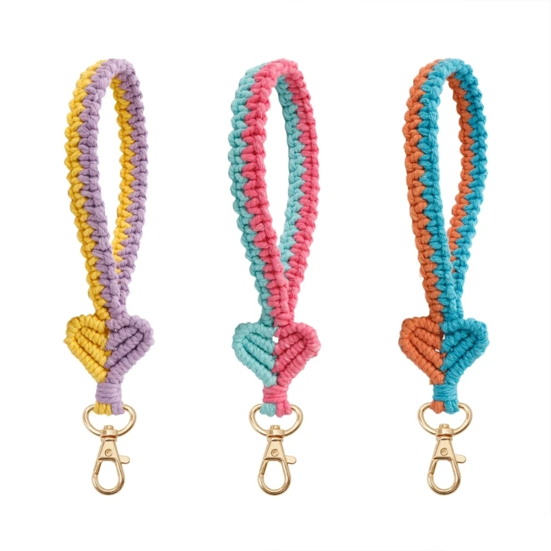 

Crochet Heart Shape Wristband Keychain Backpack Pendant Stuffed Toy Car Keychain Bag Birthday Gift for Boy Girl