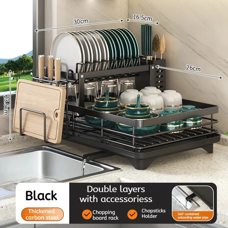 Stainless Steel Adjustable Dish Drying Rack With Drainboard Over Sink Plate Organizer Kitchen Storage Rack