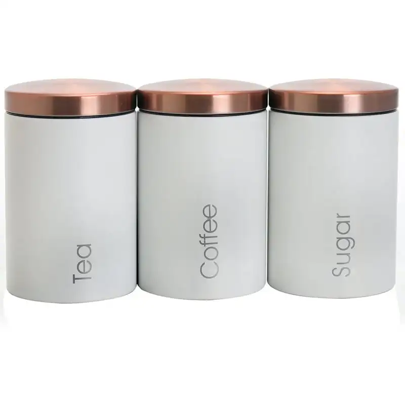 

Kitchen Storage 3 Piece Sugar, Coffee and Tea Canister Set in Matte White