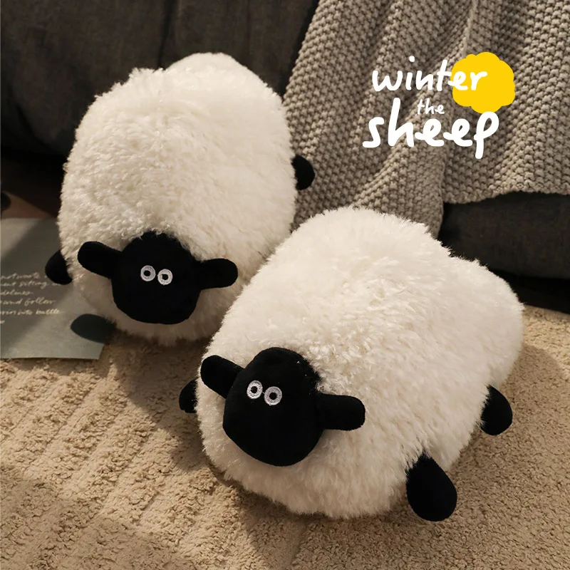 Winter Funny Sheep Slippers for Womens Girls Gift Flurry Slides Women Floor Design Slippers Female Home Slipper 2023 New Arrival