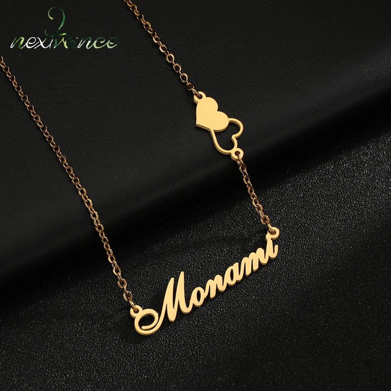 

Nextvance Customized Name Necklace Steel Personalized Double Heart Chain Pendant For Women Couple Friend Birthday Gift Jewelry