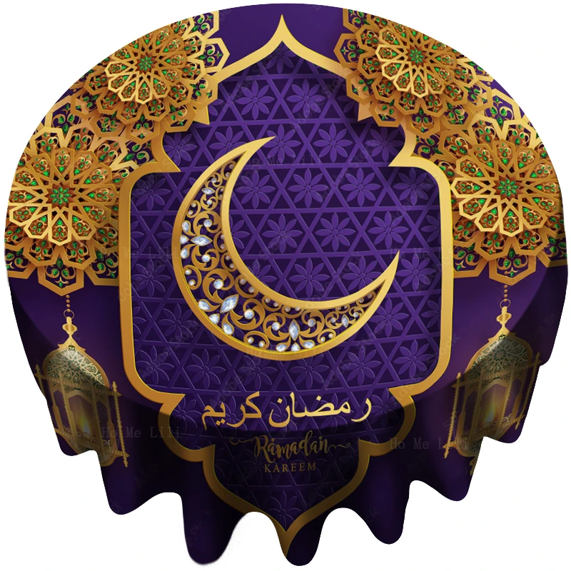 

Ramadan Kareem Crescent Moon Beautiful Happy Diwali Gold Diya Patterned Round Tablecloth By Ho Me Lili For Tabletop Decor