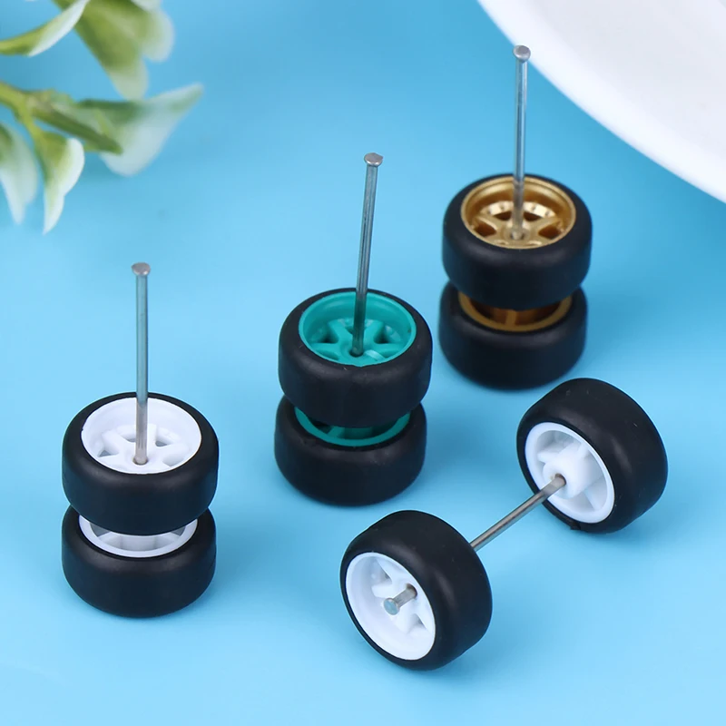 High Quality 6PCS 1:64 Wheels For Hotwheels With Rubber Tire Model Model Car Modified Parts Racing Vehicle Toys New 4Colors images - 6