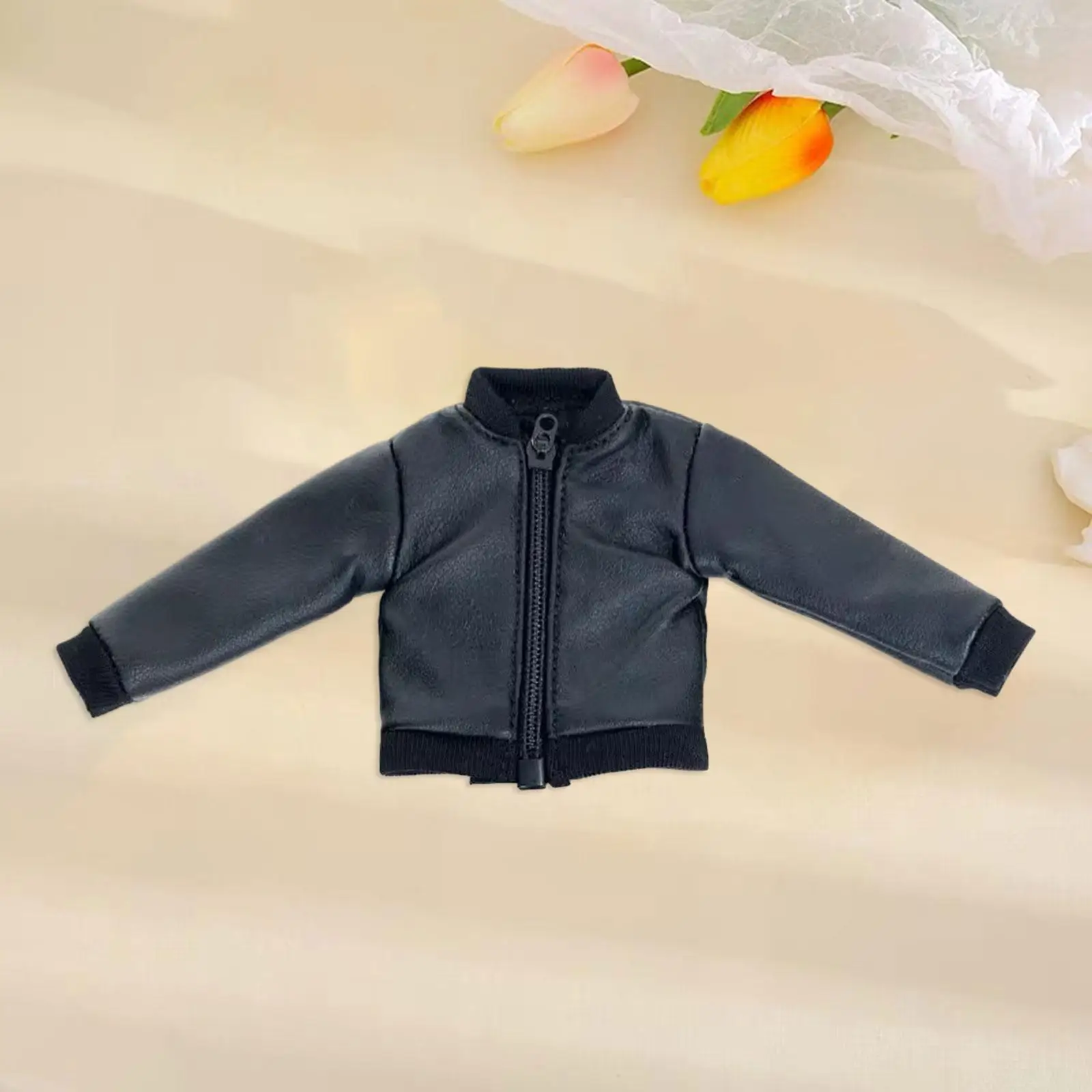 1/12 PU Leather Jacket 1/12 Scale Figure Stand Collar Jacket 1/6 Scale Male Figure Doll Clothes