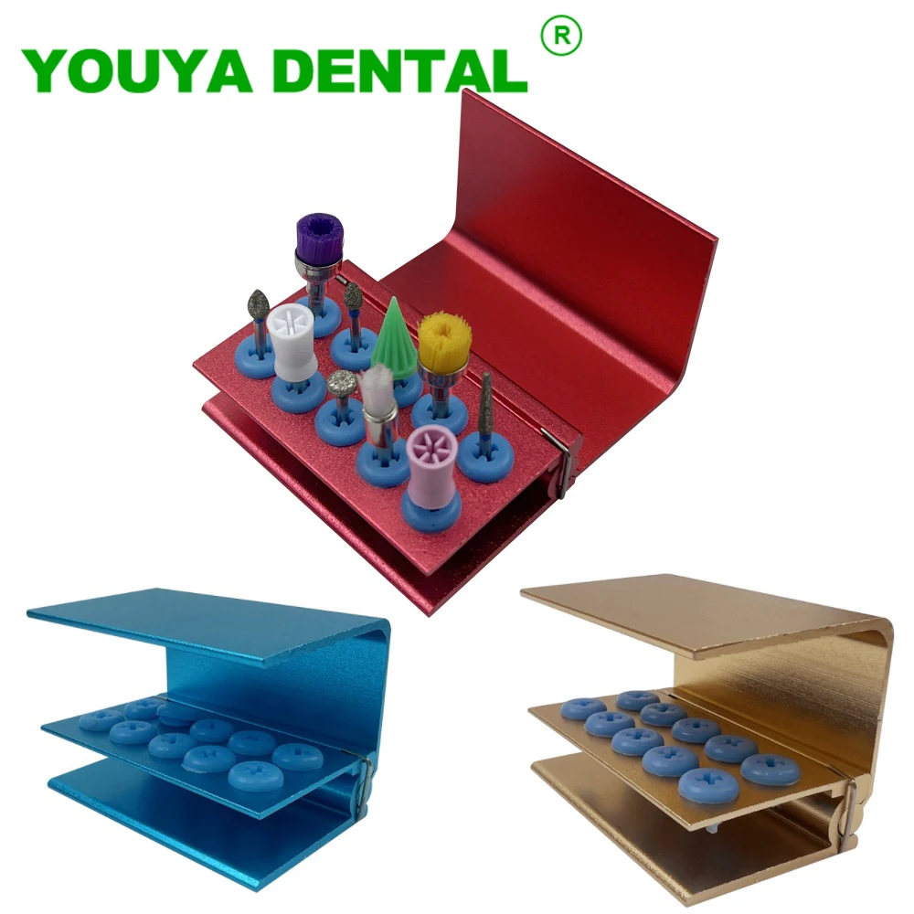 

Dental Burs Holder 10 Holes With Silicon Bur Block Box For FG RA High Speed And Low Speed Burs Autoclavable Disinfection Case