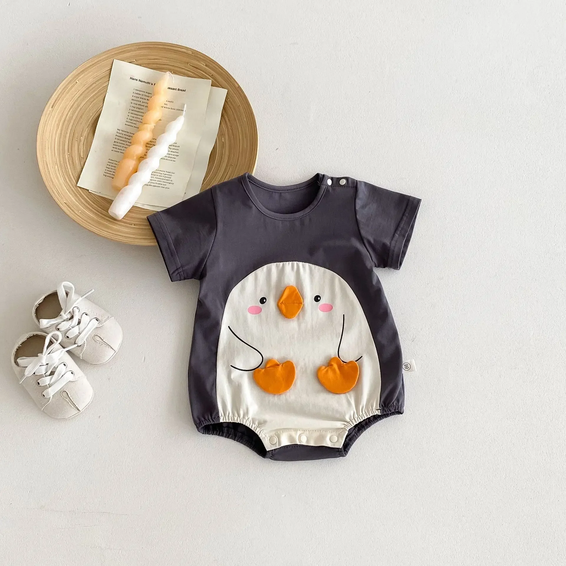 Summer Short Sleeve Baby Korean Style Cotton Cartoon Outfits Children's Rompers For Boys Girls Lightweight Thin Hao Hao