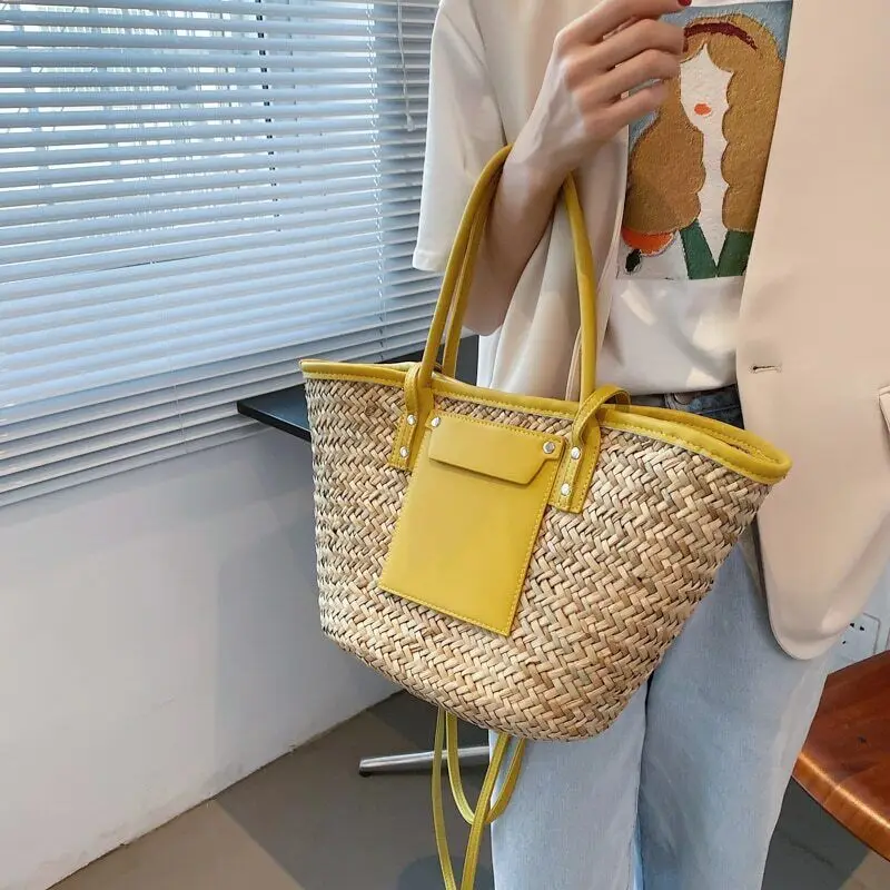 

Big Rattan Shoulder Bags Fashion Beach Bags Woven Bag Beach Basket Straw Bag