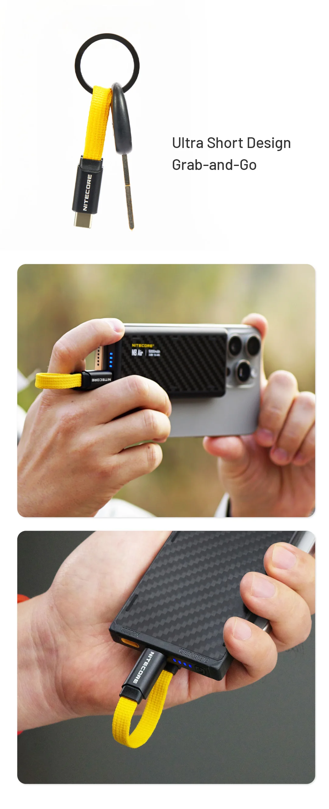 NITECORE NLink10 USB-C to USB-C Cable Magnetic 7cm 60W Fast Charging Type-c Cabl