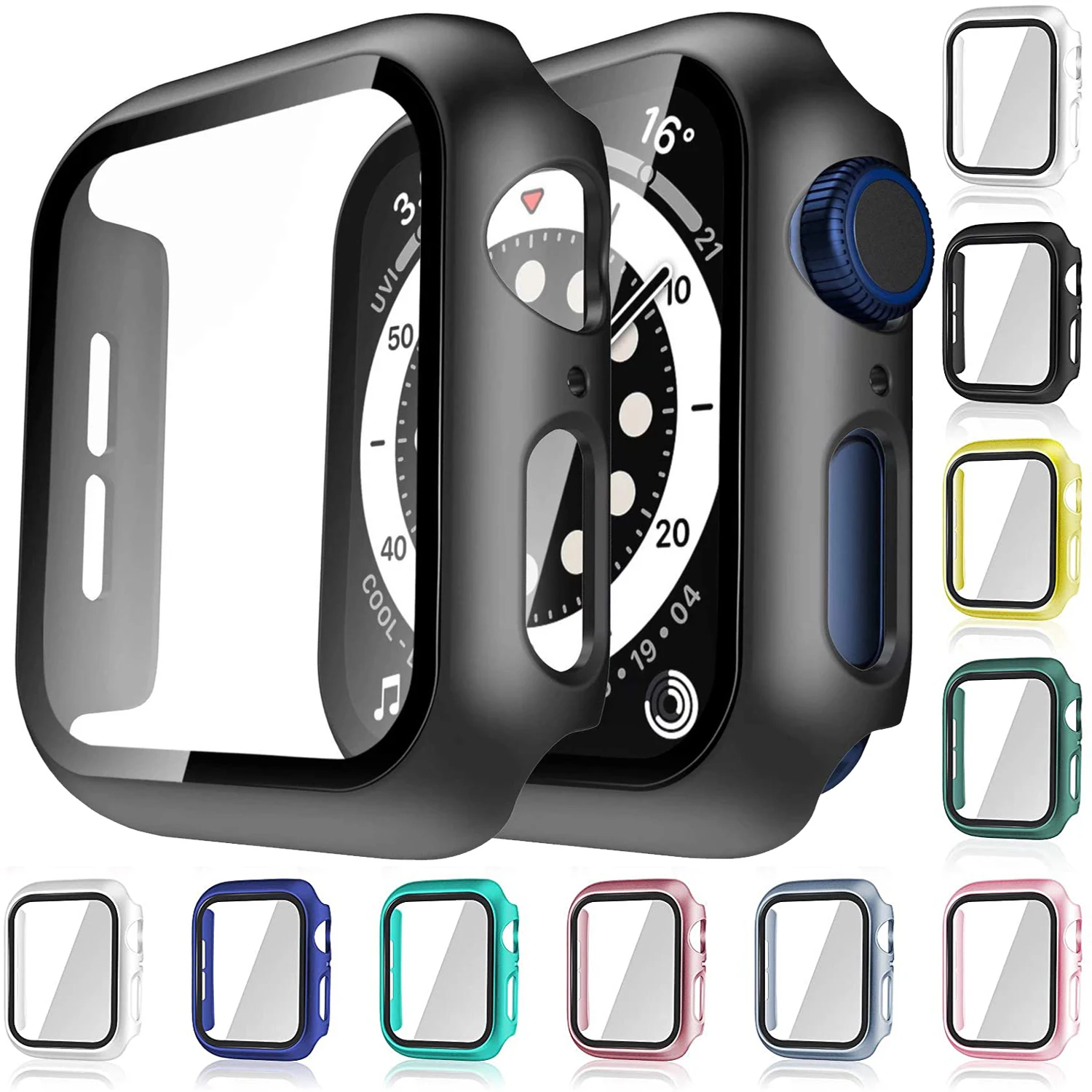 

Стекло + чехол для Apple Watch Серия 6 5 4 3 2 1 SE 44 мм 40 мм чехол для iWatch 42 мм 38 мм защита для экрана бампера + чехол для телефона