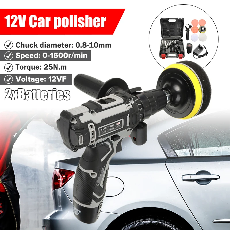 

Car Polishing Machine 110V 1500rpm Electric Car Driller Polisher Wireless Rechargeable Portable Adjustable Speed Waxing Machi