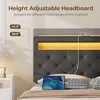Queen Size Bed Frame with Charging Station and LED Lights, Upholstered Bed with Adjustable Headboard and 4 Storage Drawers 6