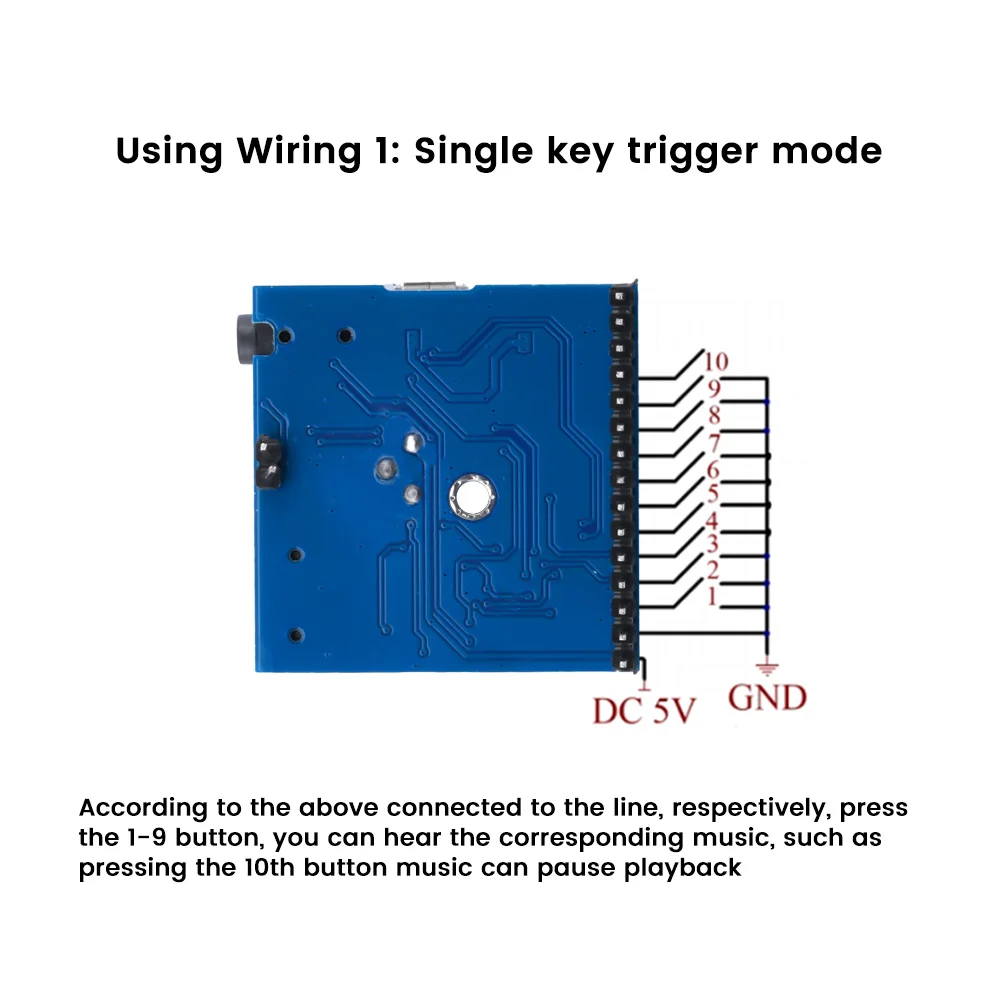 MP3 Voice Playback Module Music Player DC 5V 1A MP3 Reminder Volume Adjustable 31 Songs Triggered by Microcontroller 0-3W