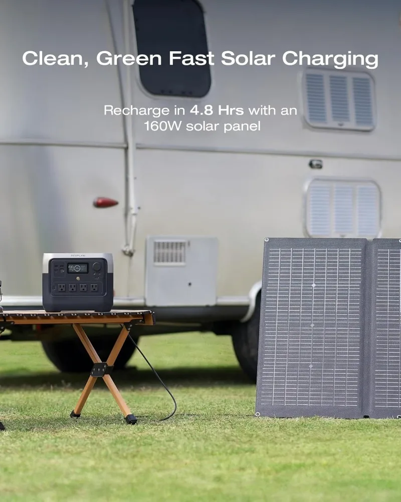 Solar Generator RIVER 2 Pro 768Wh Portable Power Station 160W Portable Solar Panel LiFePO4 Battery 70 Min Fully Charged 4&times;AC