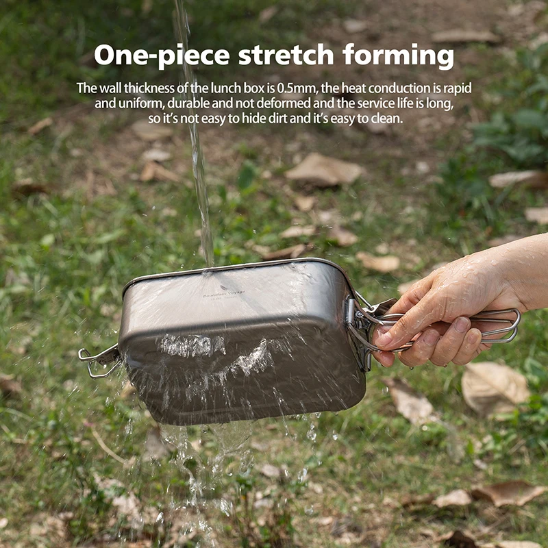Boundless Voyage Titan-Bento mit Deckel und Griff, auslaufsicherer Lunchbox-Behälter, ultraleichtes Outdoor-Camping-Kochgeschirr Ti2081C-83C – Detail 8
