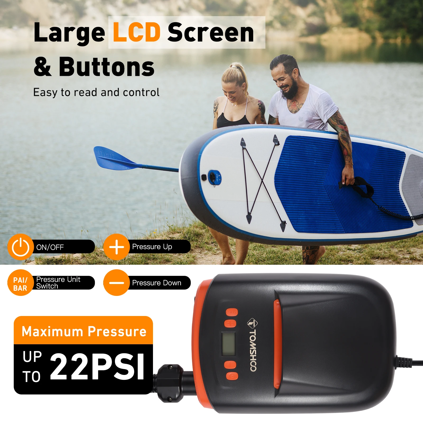 TOMSHOO   SUP  ,    â, LCD ÷, е , 110W, 12 Ʈ, 22PSI
