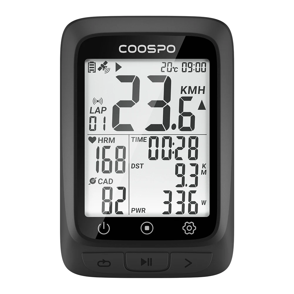 

COOSPO BC107 GPS Bike Computer Wireless Odometer Speedometer, Support Heart Rate Monitor, Sync Activity Records to Strava