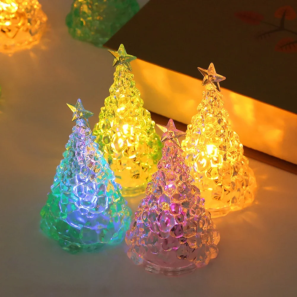 

Christmas Tree Glass Night Light for Home Xmas Romantic Holiday Atmosphere Arbol De Navidad Ornaments LED Luminous Decoration