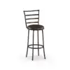 3-Pack Indoor Adjustable 24" or 29" Bronze Ladder Back Swivel Barstool, Espresso Vegan Leather Seat 4
