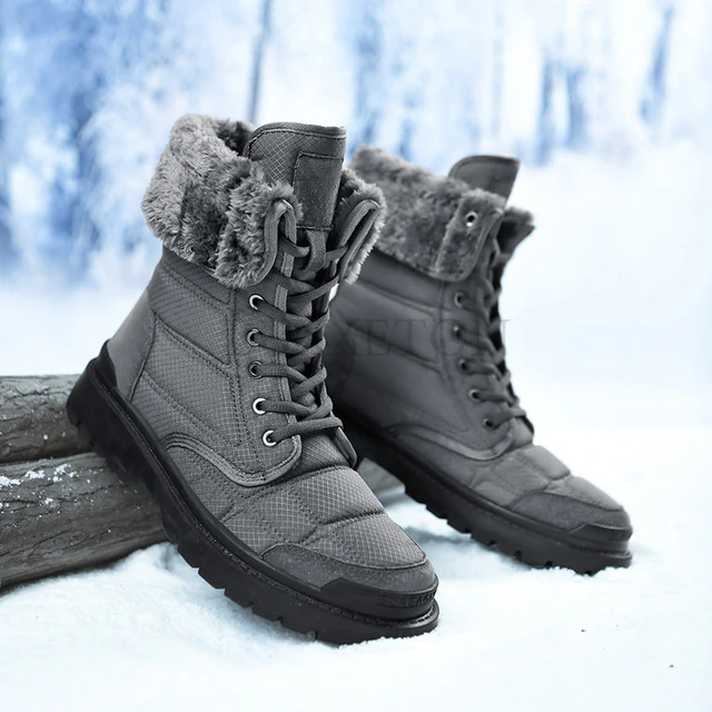 Botas de Hombre Hechas de Cuero para Nieve, Calzado Impermeable